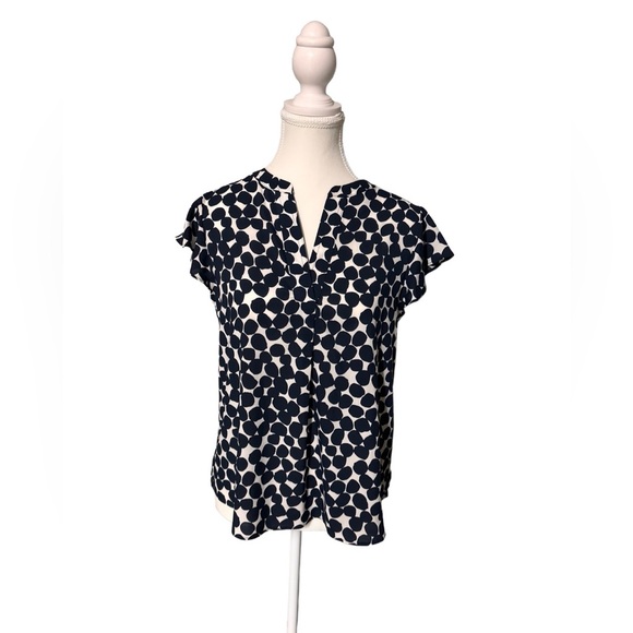 NWOT Calvin Klein navy and white dotted blouse size small - Picture 1 of 4